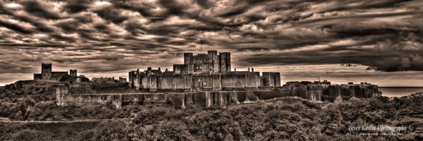 Dover Castle - Panoramic In Sepia