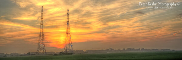 RAF Swingate Radar Pylons - Sunset - Panoramic